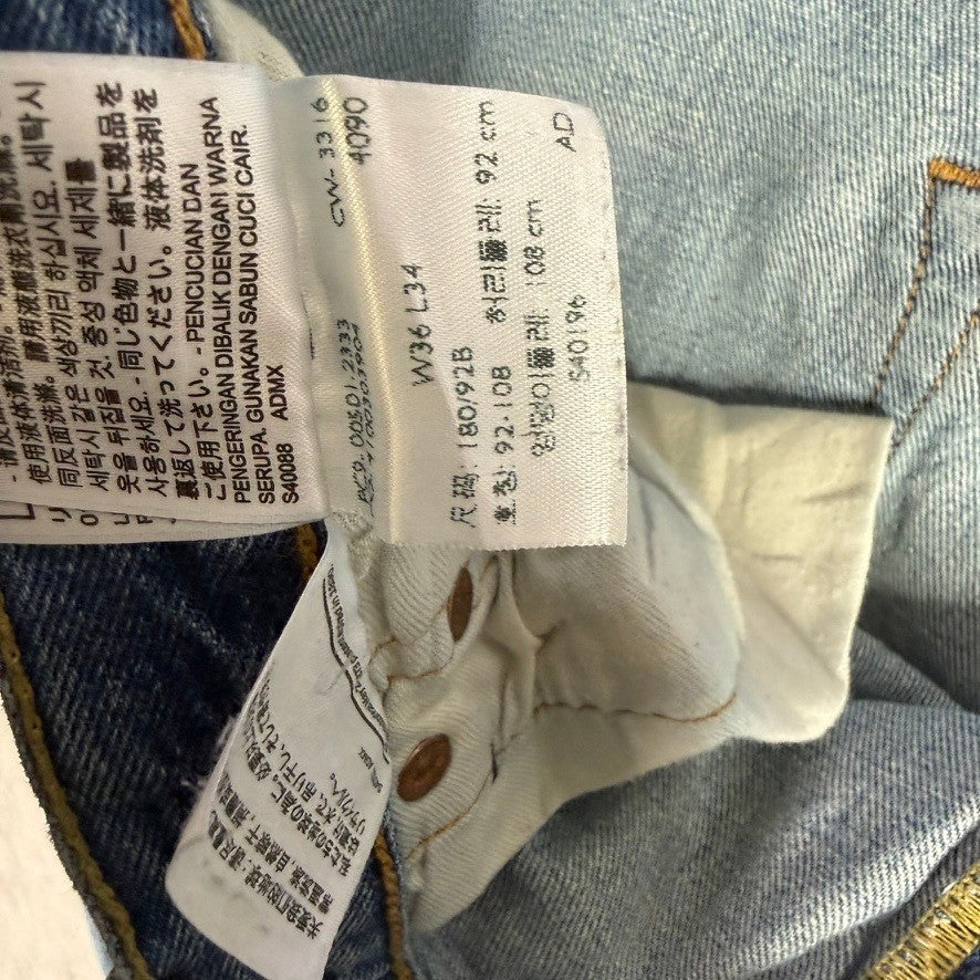 Levi's 501 Original Fit Light Wash Button Fly Jeans Mens W36 L34