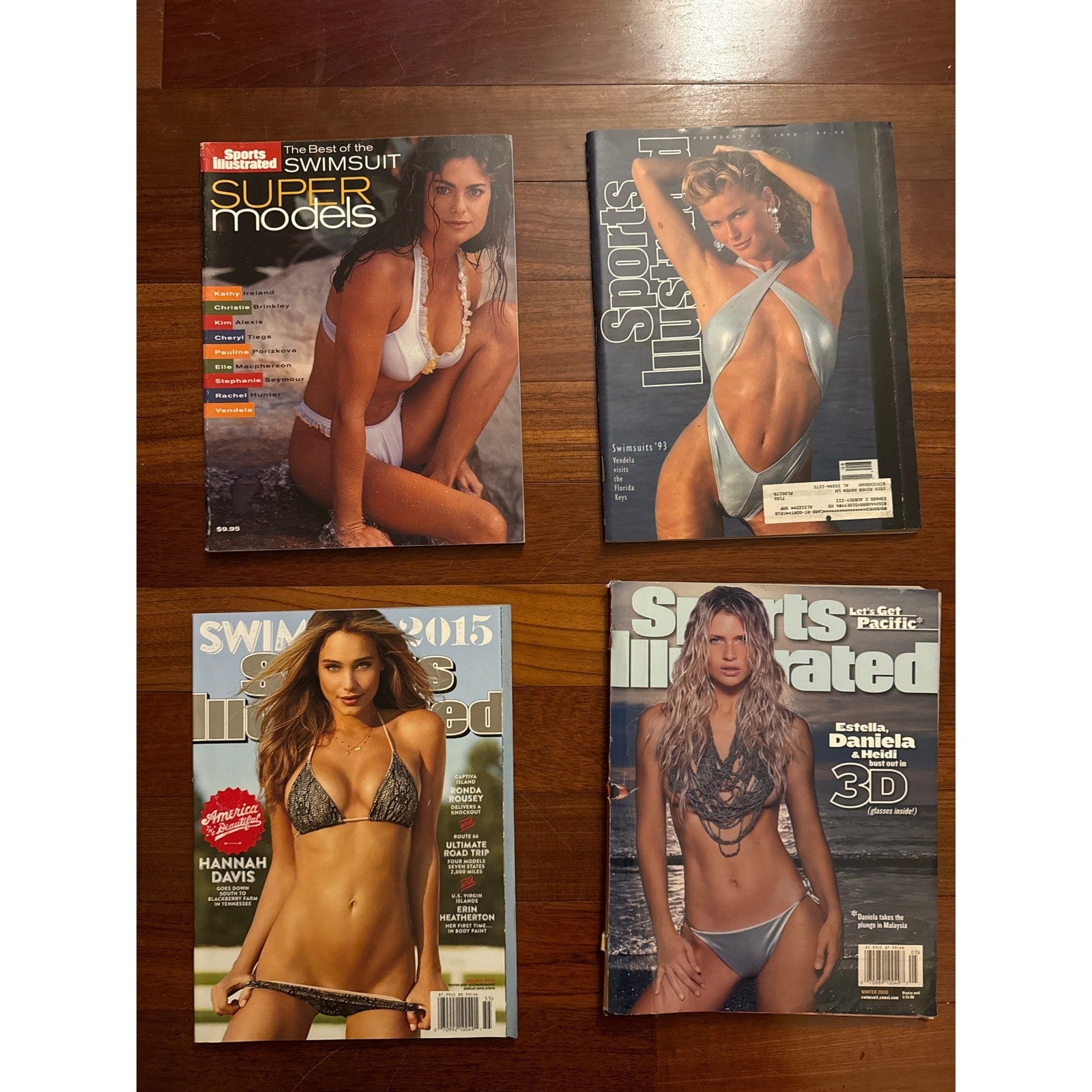 Sports Illustrated Swimsuit Magazine Lot 1993 2000 2015 Best of Supermodels 4pc