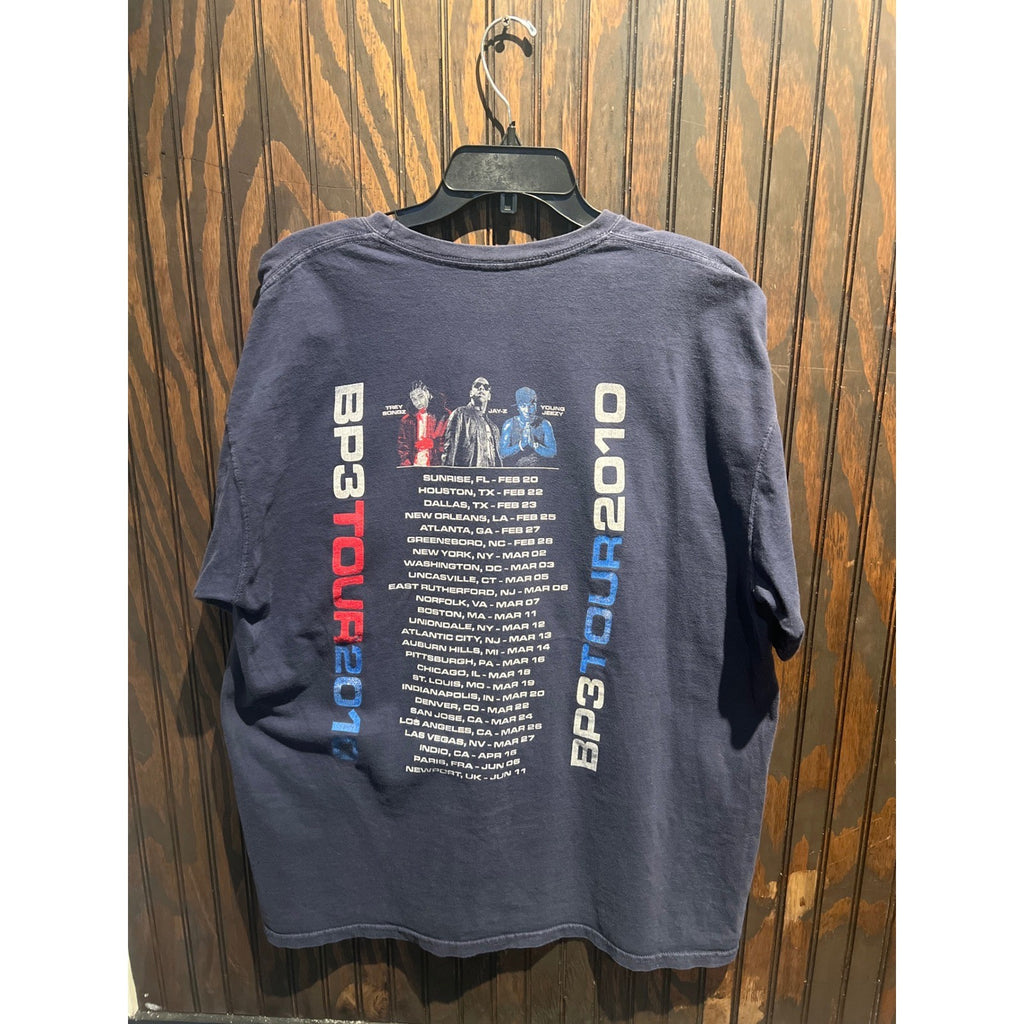 Jay-Z The Blueprint III Tour 2010 Graphic T-Shirt Faded Black Mens XL 30x23