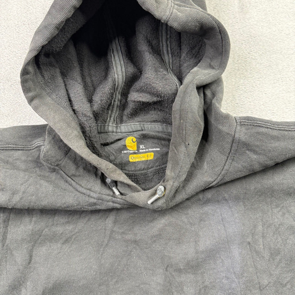 Carhartt Mens XL Black Full Zip Hoodie Fleece Lined Logo Pocket Workwear