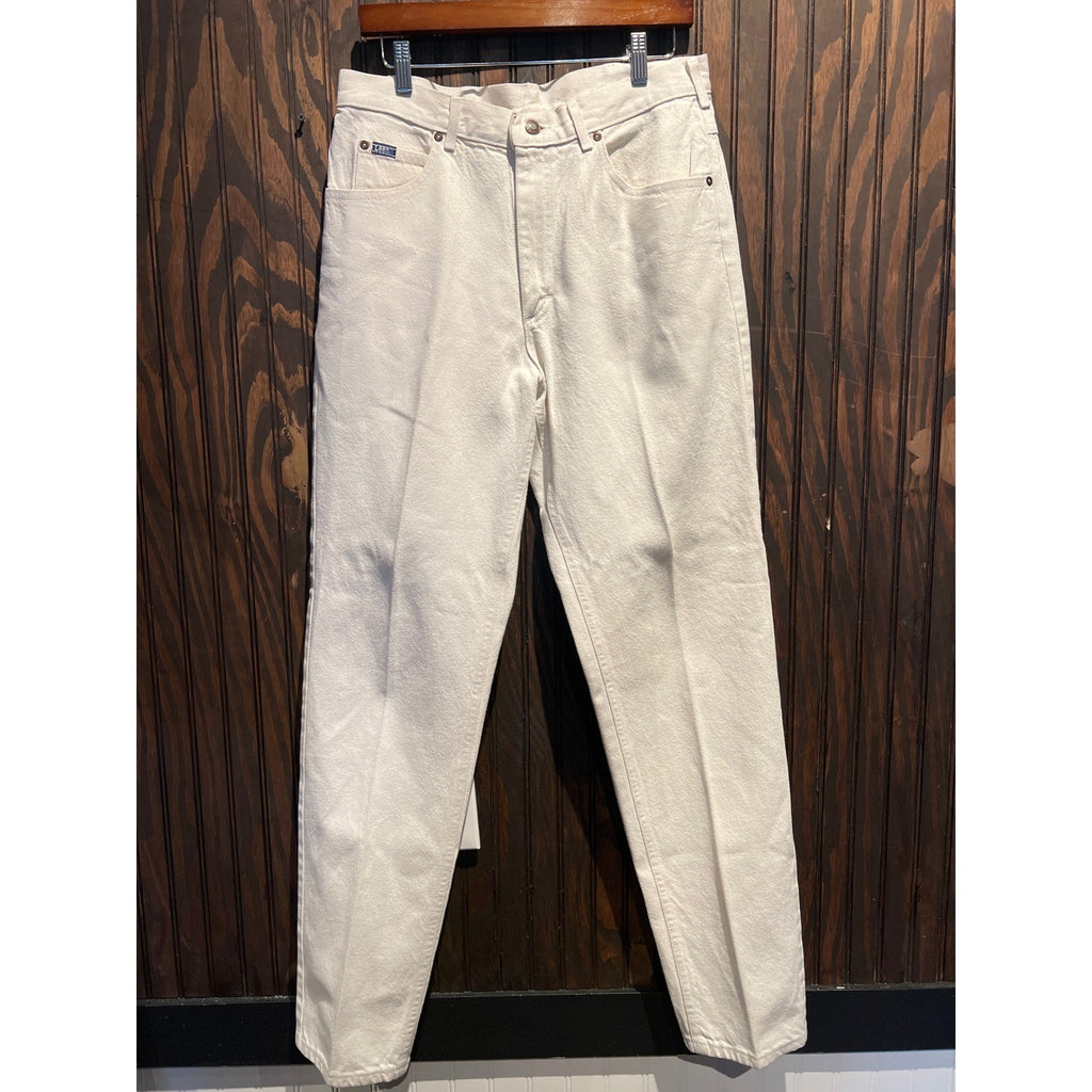 Vintage Lee White Denim Jeans Made in USA Straight Leg High Rise 16x34 Mens