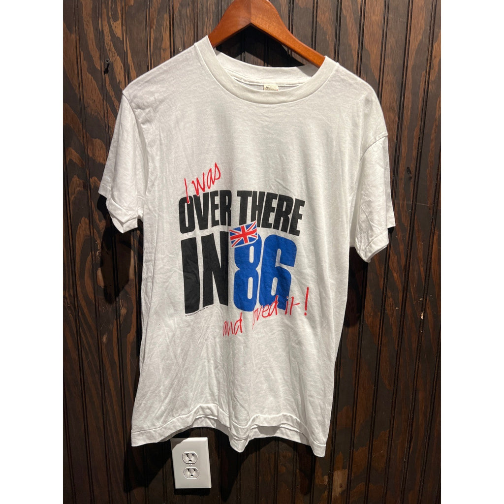Vintage 1986 I Was Over There Union Jack Graphic T-Shirt White XL Screen Stars