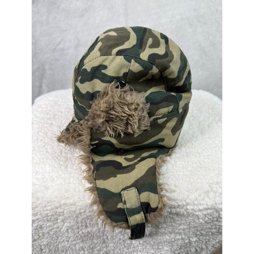 Camo Trapper Hat Ushanka Faux Fur Trim Ear Flaps Winter Warm