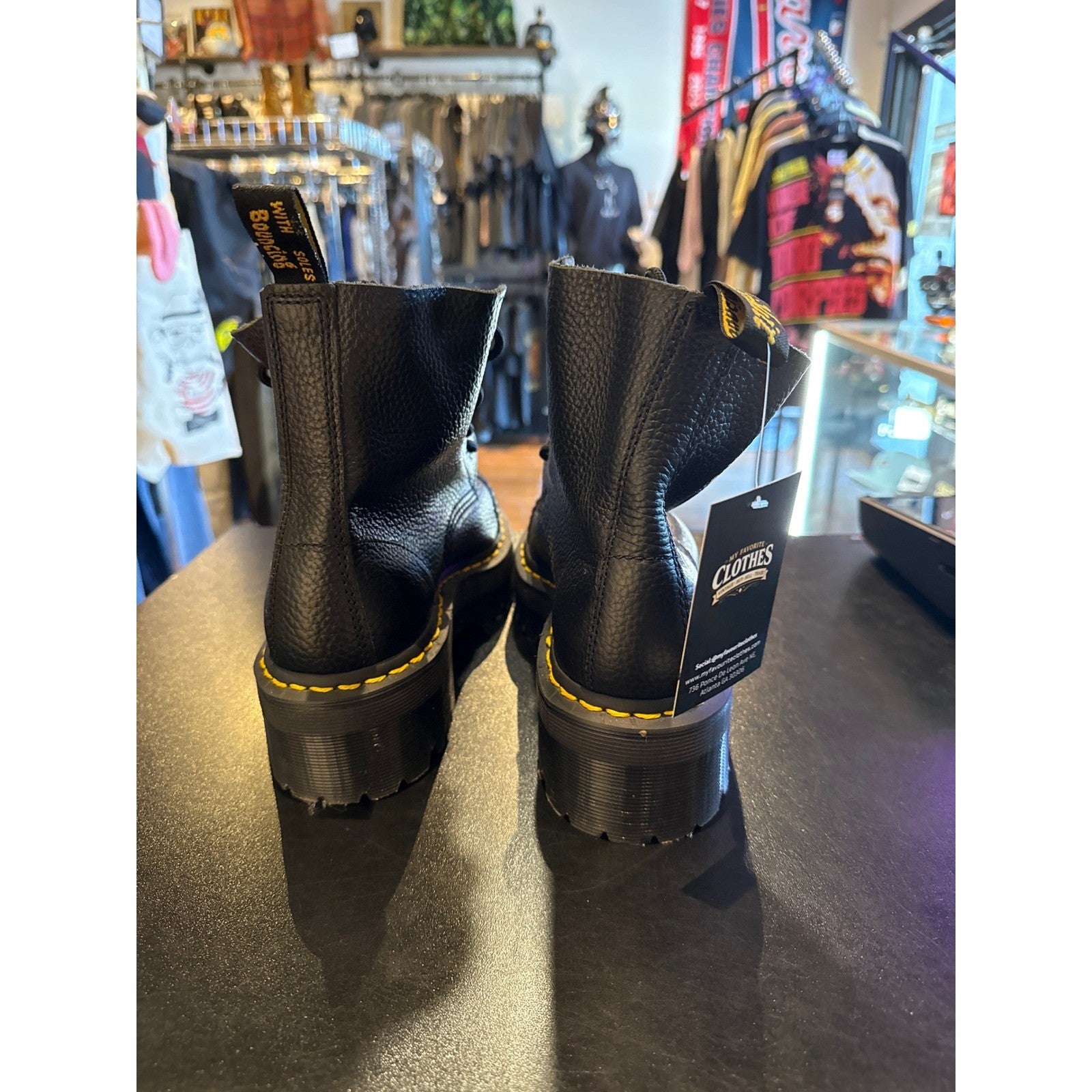 Dr. Martens Sinclair Black Milled Nappa Leather Platform Boots Mens 8 Womens 9