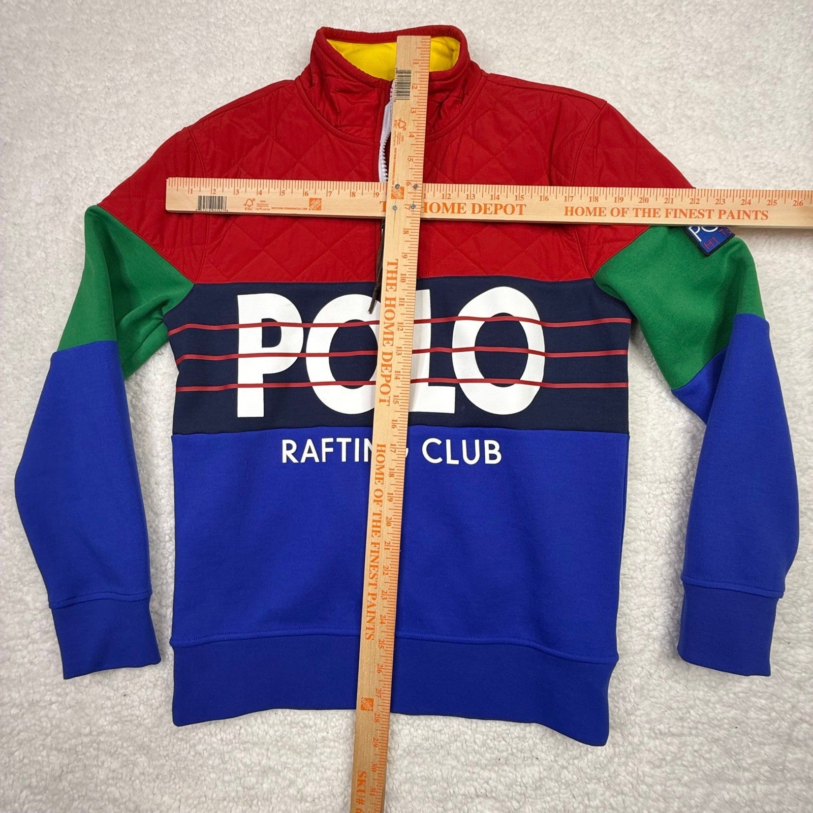 Polo Ralph Lauren Quilted Colorblock Quarter Zip Sweatshirt Rafting Club Mens M