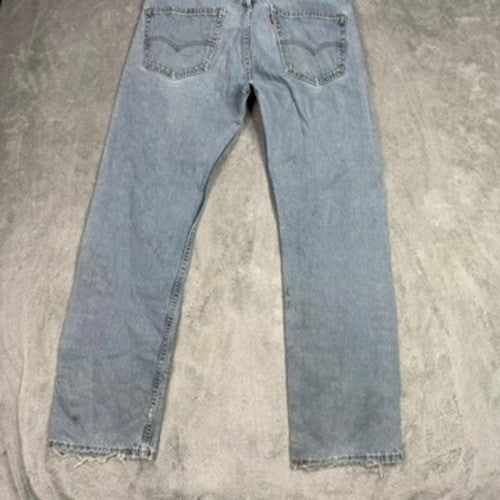 Levi's 505 Regular Fit Straight Leg Light Wash Denim Jeans Mens 33x32