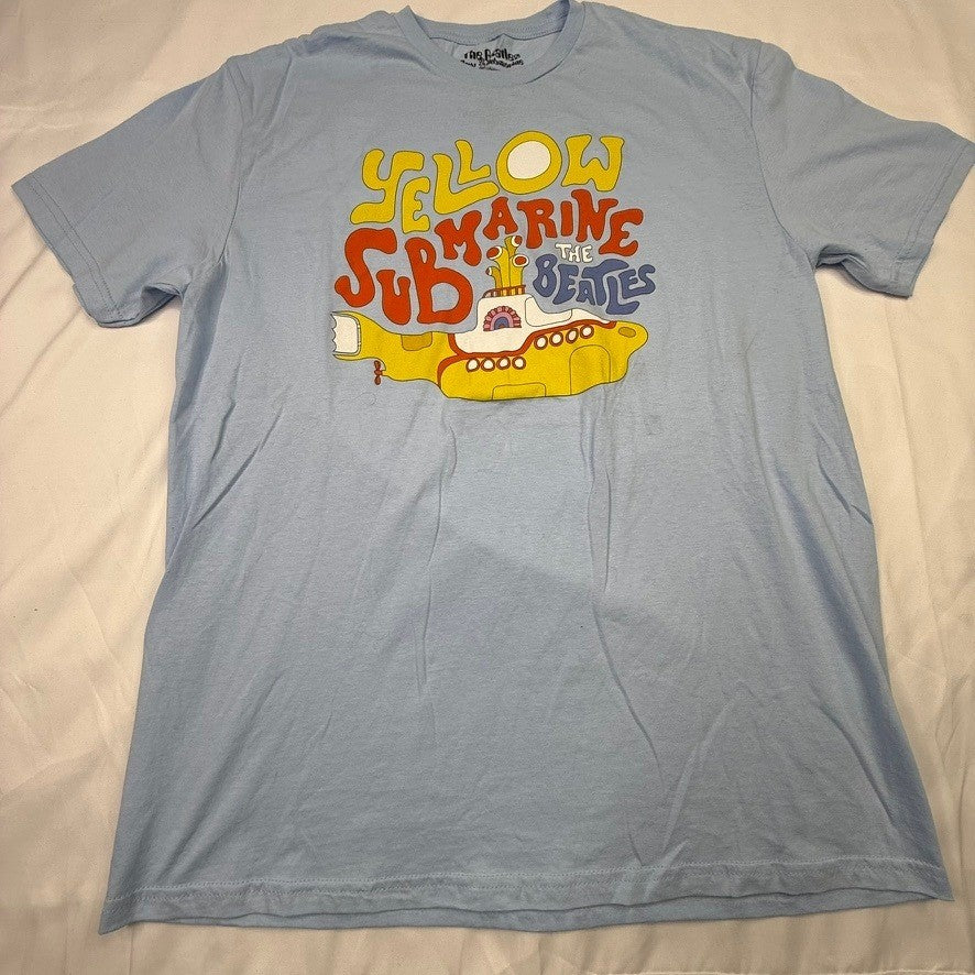 The Beatles Yellow Submarine Graphic T Shirt Blue Cotton Size L