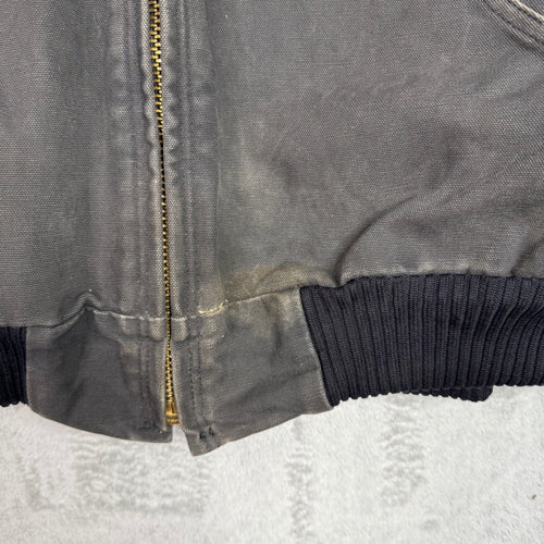 Carhartt Men's 2XL Dark Gray Hooded Work Jacket Sherpa Lined Zip Front