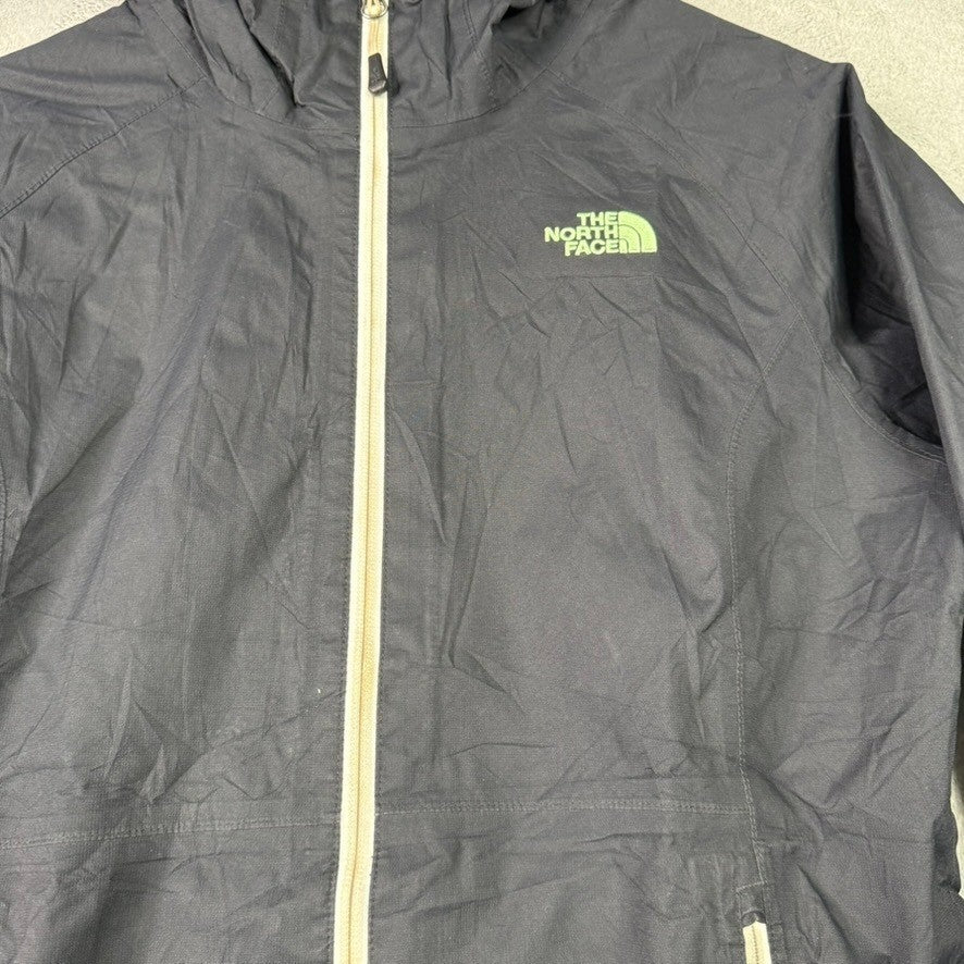 The North Face Hyvent Black Hooded Rain Jacket Womens M Lightweight