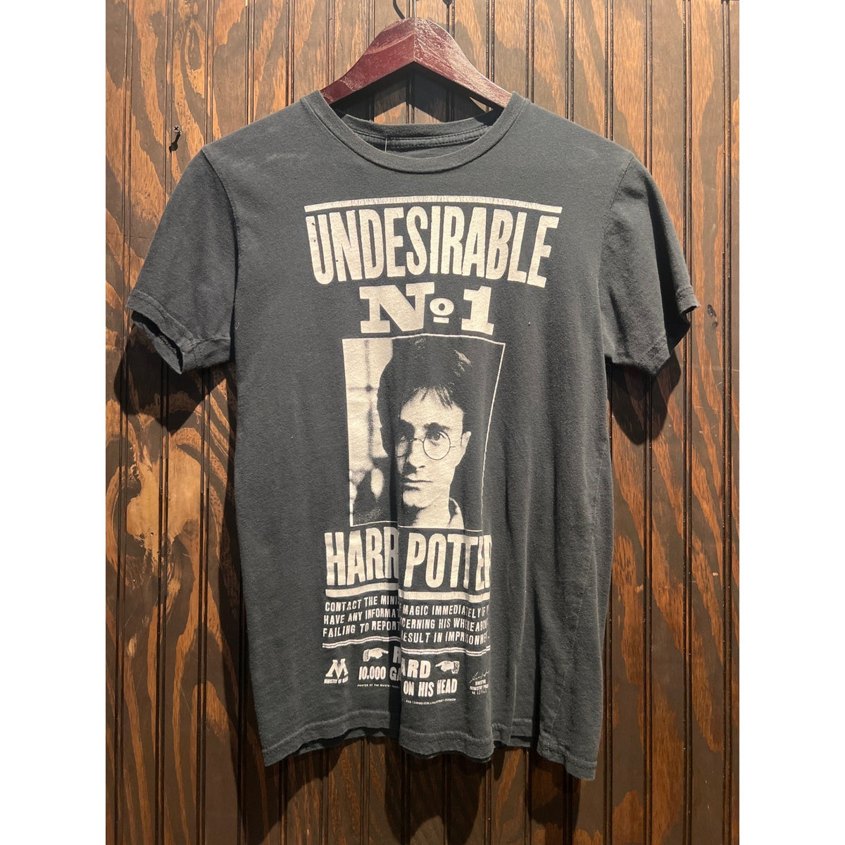 Harry Potter Undesirable No 1 Wanted Poster Graphic T-Shirt Faded Black Small