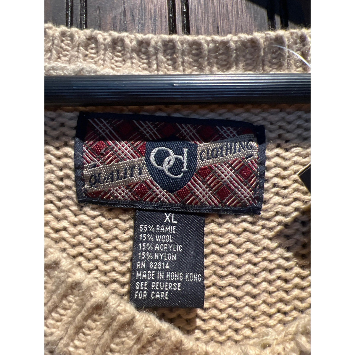 Vintage Quality Clothing Co Fair Isle Sweater Vest Beige Navy V-Neck XL 21x30