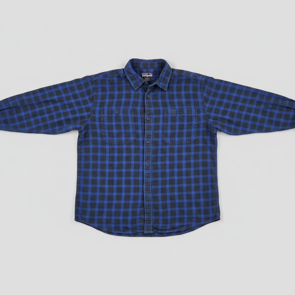 Patagonia Organic Cotton Flannel Men's XL Blue Plaid Long Sleeve Button Down