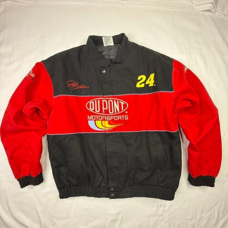 Jeff Gordon 24 DuPont Motorsports Nascar Racing Jacket Mens XL Black Red