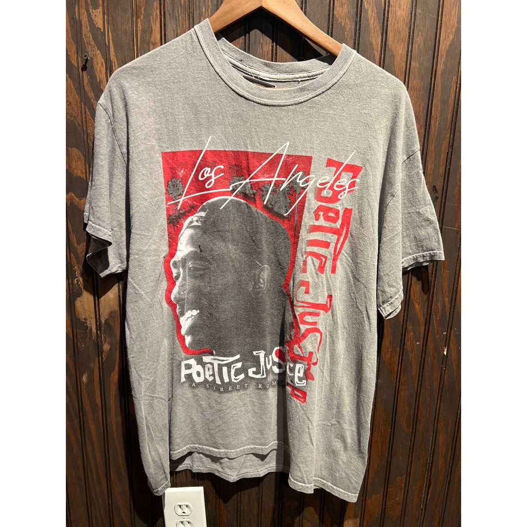 Poetic Justice Tupac Shakur Los Angeles Graphic T-Shirt Gray Mens XL 21x29