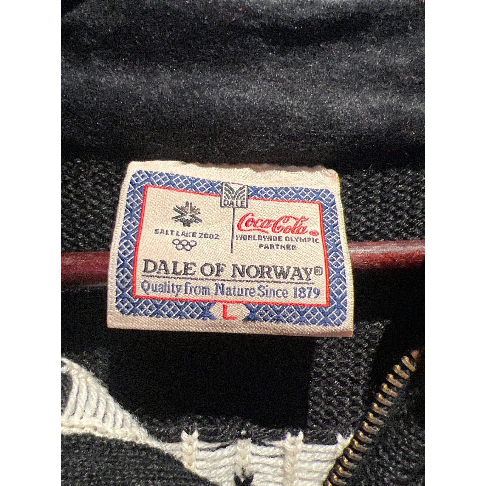 Vintage Coca-Cola Nordic Wool Quarter Zip Sweater Black Red Snowflake Large