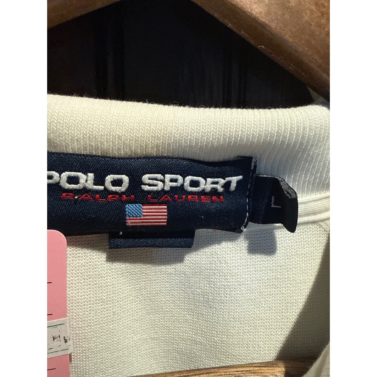 Polo Sport Ralph Lauren White Track Jacket Navy Striped Zip Up Mens XL Vintage