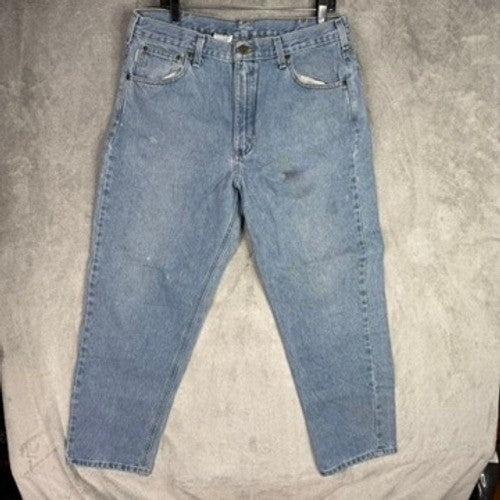 Light Wash Denim Jeans Men Size 36x30 Relaxed Fit Workwear Casual Pants