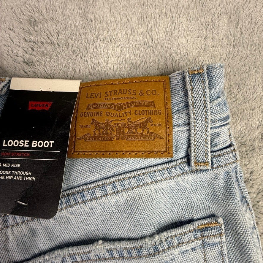 Levis Premium Loose Boot Distressed Jeans Light Wash Women 23x31 High Rise NEW