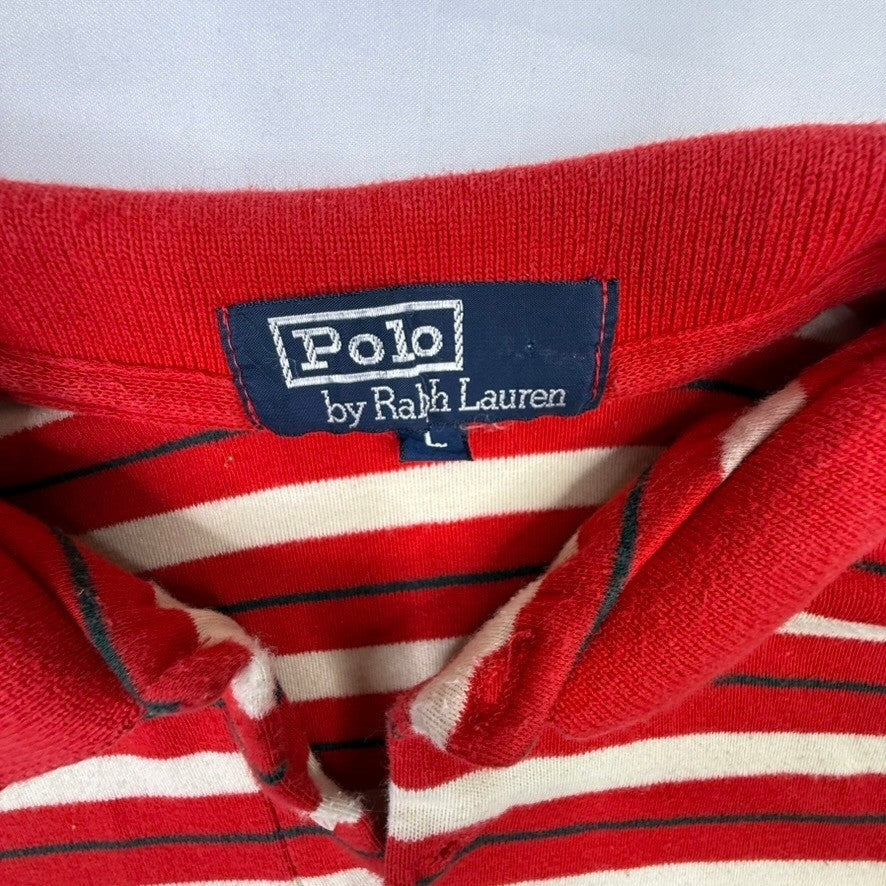 Polo Ralph Lauren Men's Striped Polo Shirt Red White Blue Size L