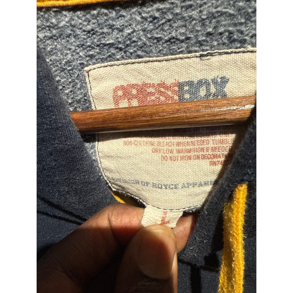 Vintage Georgia Tech Yellow Jackets Distressed Hoodie Navy Blue Buzz Mascot L