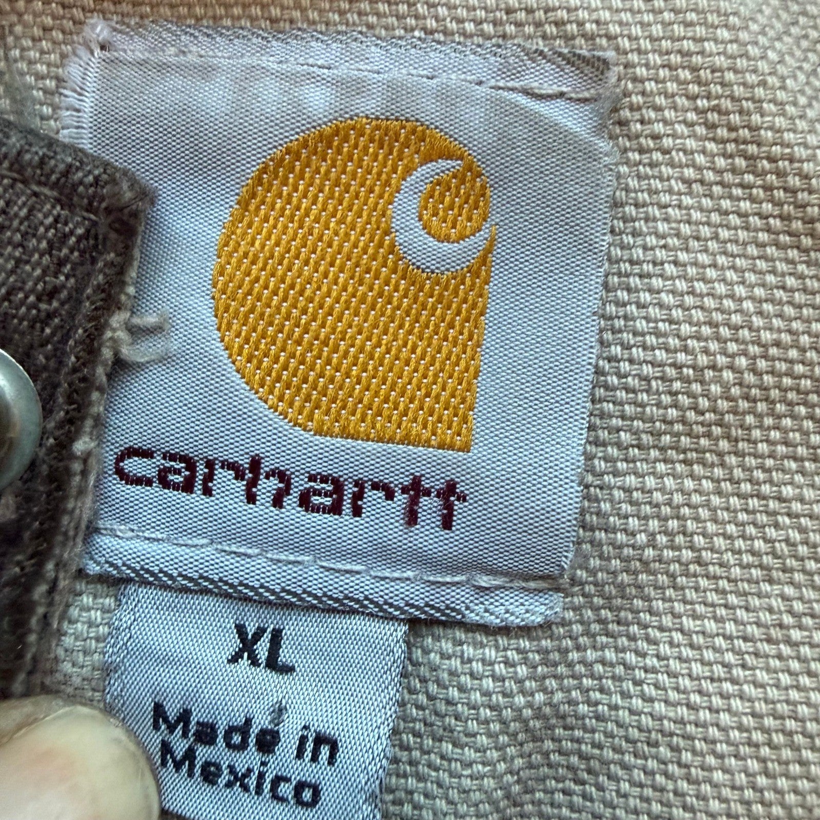 Carhartt J284 FWD Distressed Sherpa Lined Sandstone Duck Hooded Jacket Mens XL