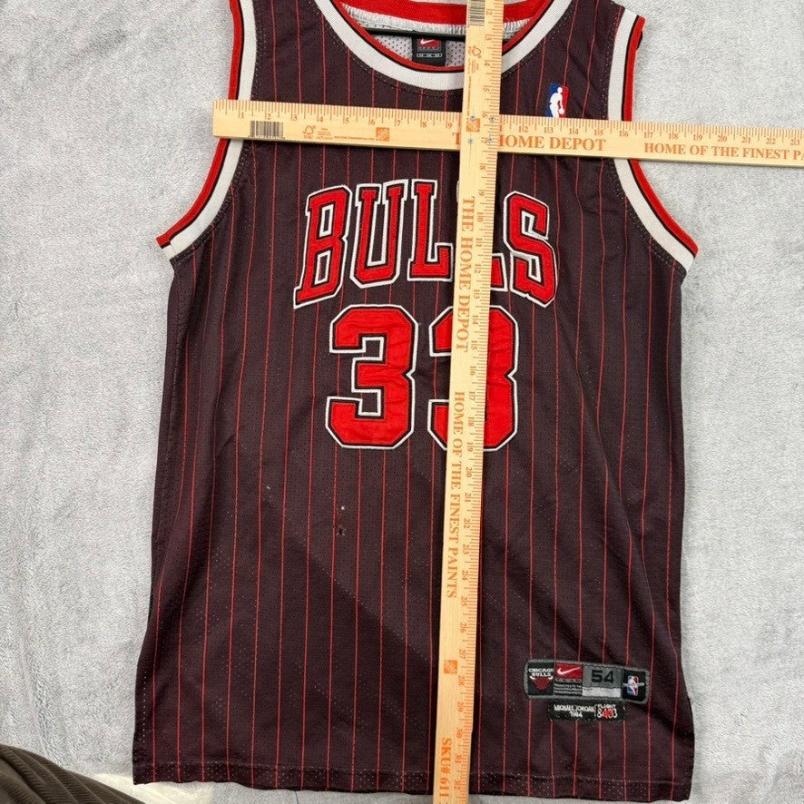 Chicago Bulls Scottie Pippen 33 Red Pinstripe Basketball Jersey Team Size 54