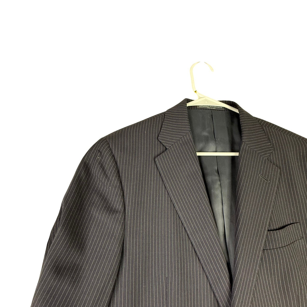Polo Ralph Lauren Navy Blue Pinstripe Blazer Made in Italy Mens Two Button