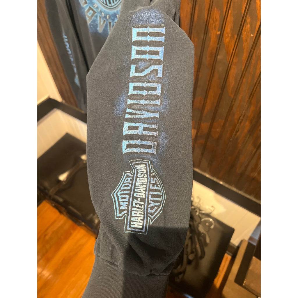 Harley-Davidson Mens Long Sleeve Graphic T-Shirt Blue 1903 Logo Faded Black 2XL