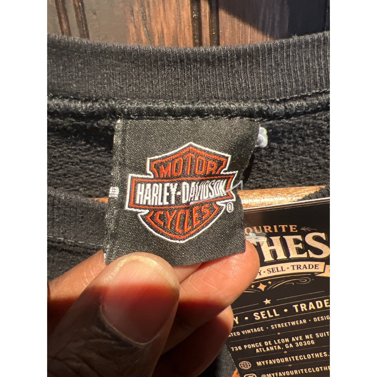 Harley-Davidson Legendary Route 30 Graphic Sweatshirt Faded Black Orange L