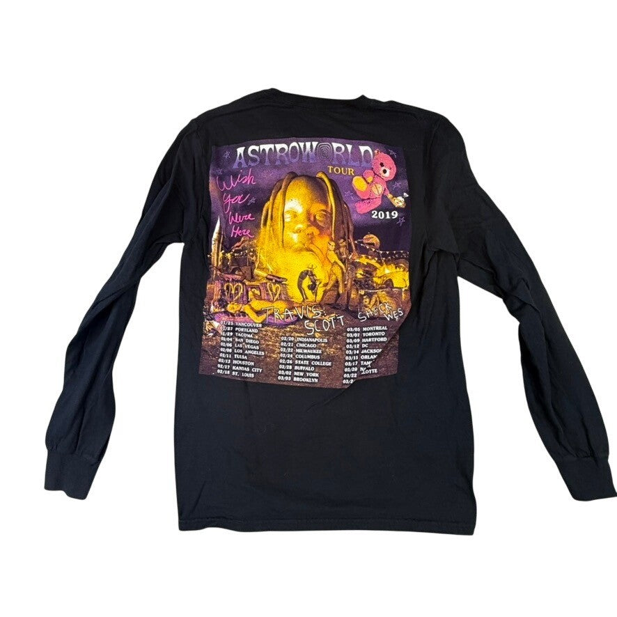 Travis Scott Astroworld Tour 19 Black Long Sleeve T Shirt Mens Size S