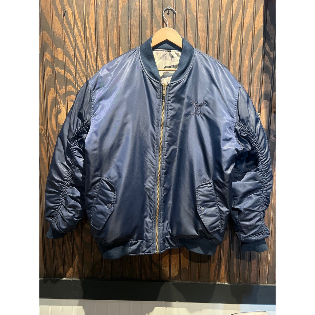 Avirex Reversible Bomber Jacket Mens Camo Quilted Navy Blue Flight Jacket