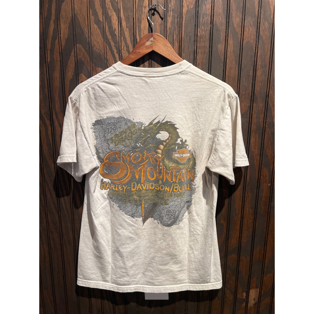 Vintage Harley Davidson Tail of the Dragon T-Shirt 2004 White Distressed Mens M