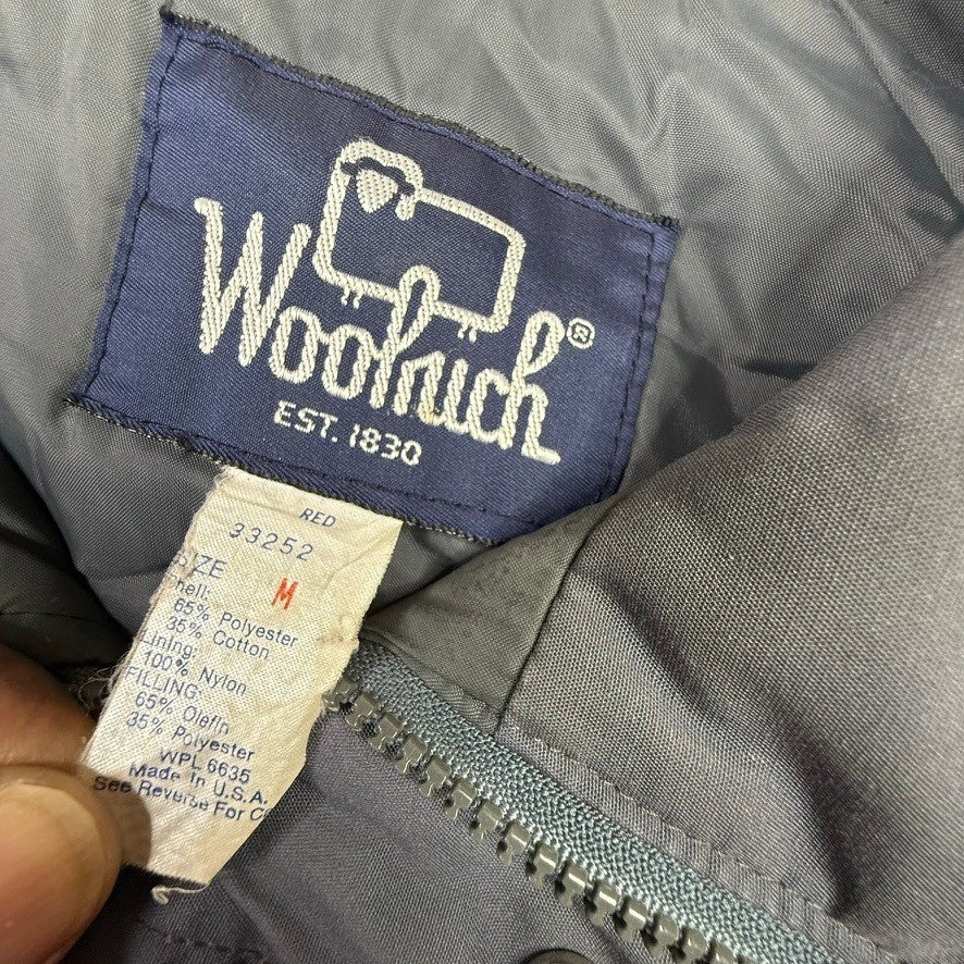 Woolrich Mens Red Grey Striped Zip Up Jacket Size Medium Windbreaker