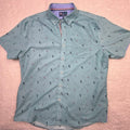 Charleston Threads Mens Golf Print Short Sleeve Button Down Shirt XL Light Blue