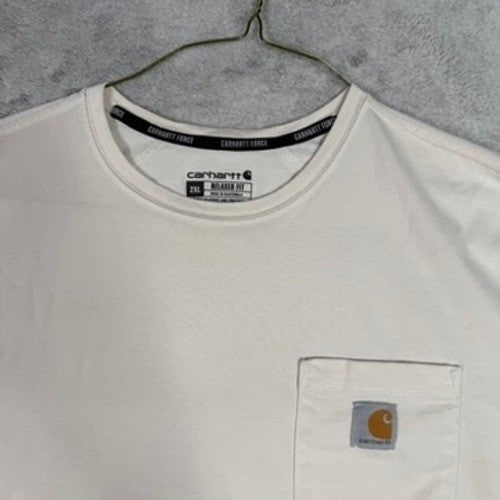 Carhartt Force Relaxed Fit T Shirt Mens 2XL Beige Short Sleeve Pocket Tee