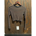 Brandy Melville Striped Long Sleeve Cropped Ribbed Tee Navy Orange White Small