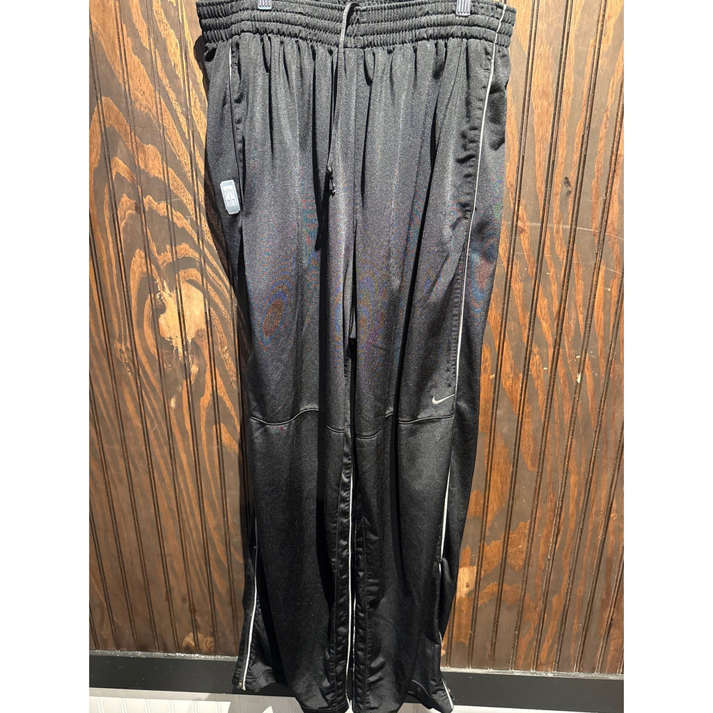 Nike Mens Track Pants Black White Side Stripe Swoosh Athletic Warm Up Bottoms