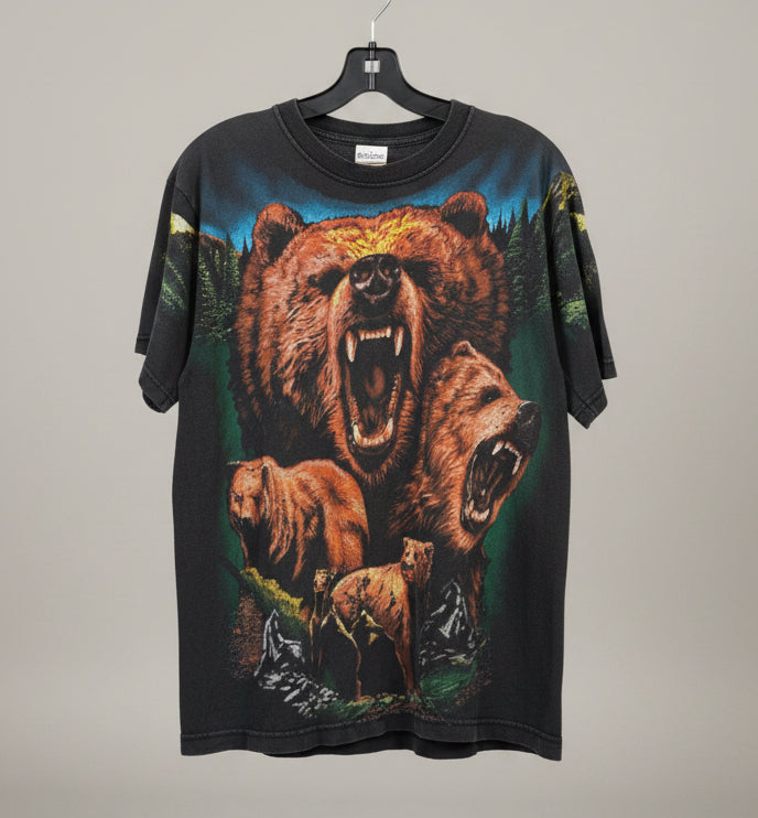Vintage 90s Freeze Grizzly Bear Graphic T-Shirt Mens medium Black Made in USA L