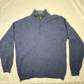 Oscar de la Renta Blue Speckled Quarter Zip Sweater Men's Size L Wool Blend