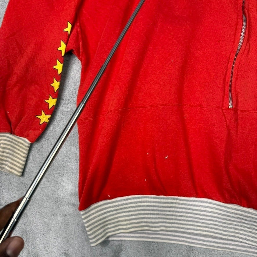 Camp Champ Red Quarter Zip Sweatshirt Stars Number 7 Pullover