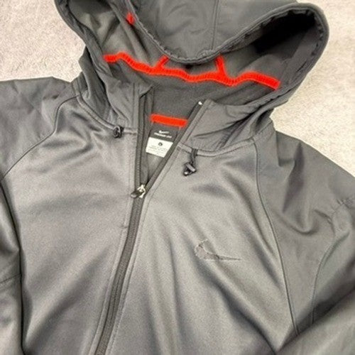 Nike Dri-FIT Men's Full Zip Hoodie Jacket Gray Black Red Accents Size S