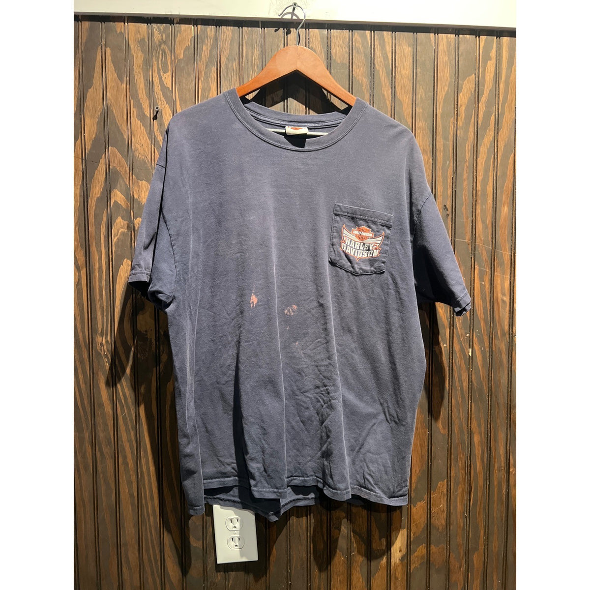 Harley-Davidson Surf City Huntington Beach CA Pocket T-Shirt Faded Black XL
