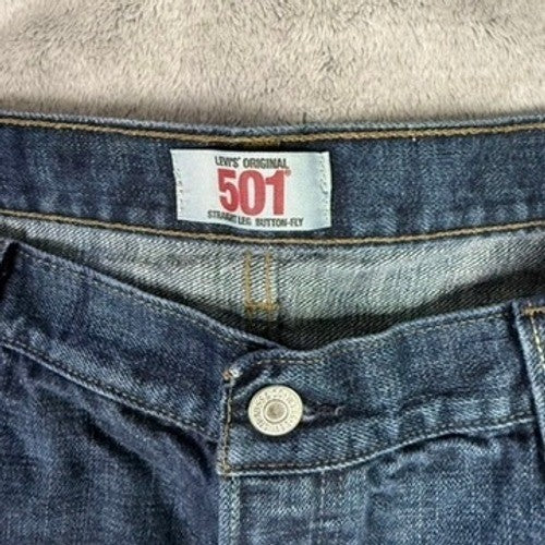 Levi's 501 Original Straight Leg Button Fly Jeans Dark Wash Mens Size 42x30