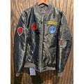 Parish Nation Mens Black Bomber Jacket Multi Patch Streetwear MA1 Flight Large