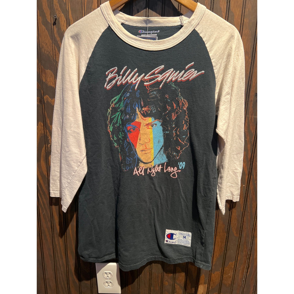 Champion Billy Squier All Night Long 09 Raglan Baseball Tee Black White Medium