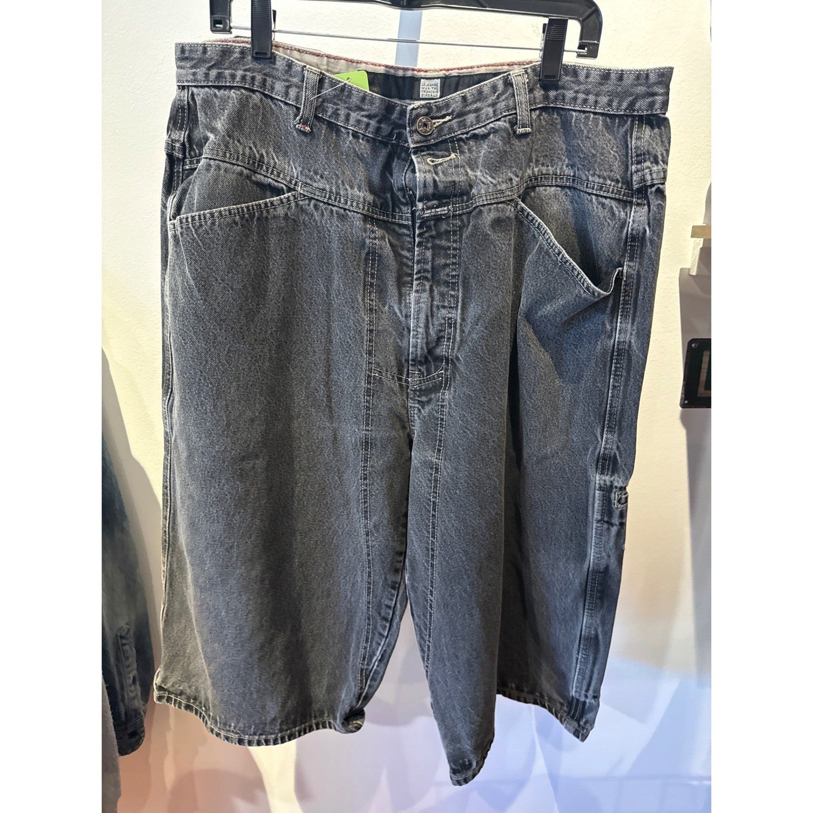 Marithe Francois Girbaud Mens Baggy Denim Shorts Black Faded Vintage 90 Jorts 36