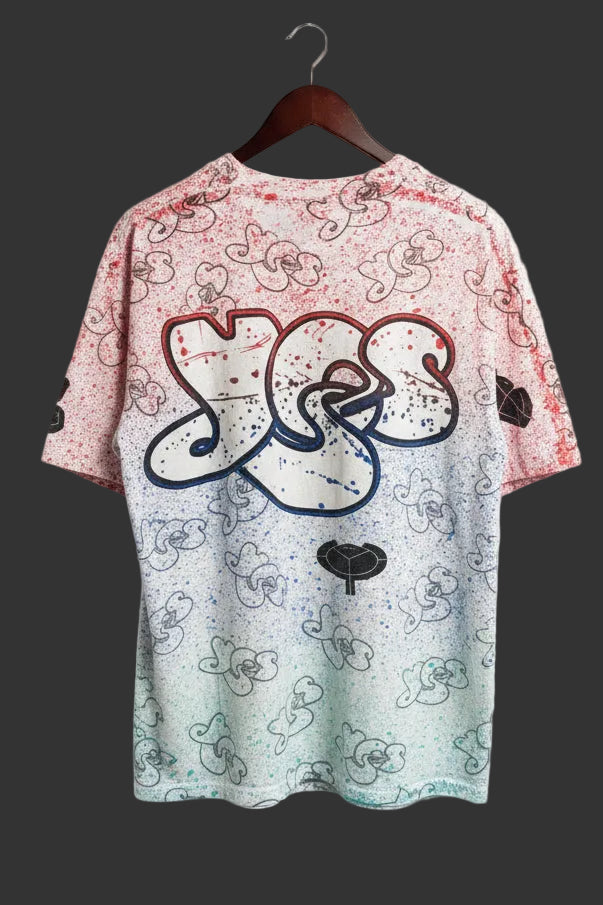 Vintage 1991 Yes Band Union Tour All Over Print T Shirt Mens White Brockum 90s