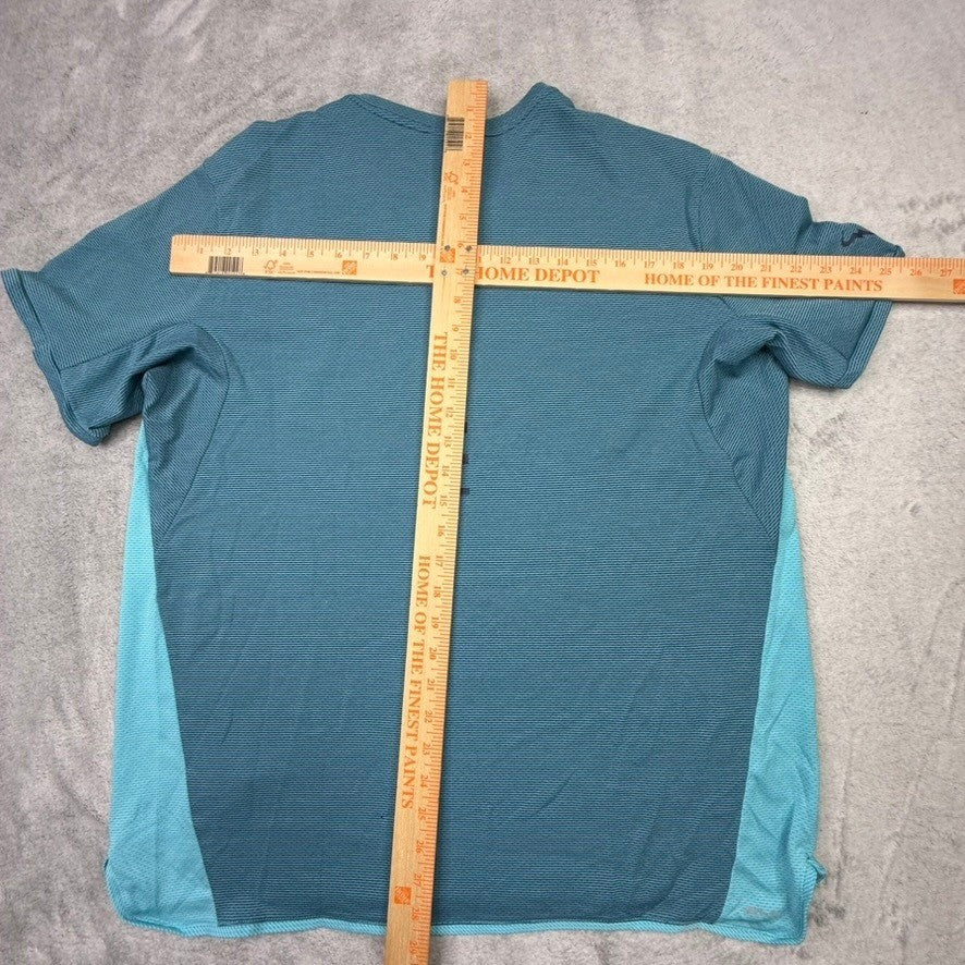 Nike Dri Fit Mens XL Blue Teal Stripe Athletic Performance T Shirt Short Sleeve