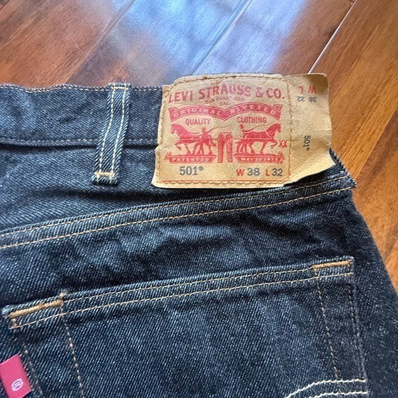 Levis 501 Original Fit Mens Black Straight Leg Fly Jeans 36x28 (37x28)