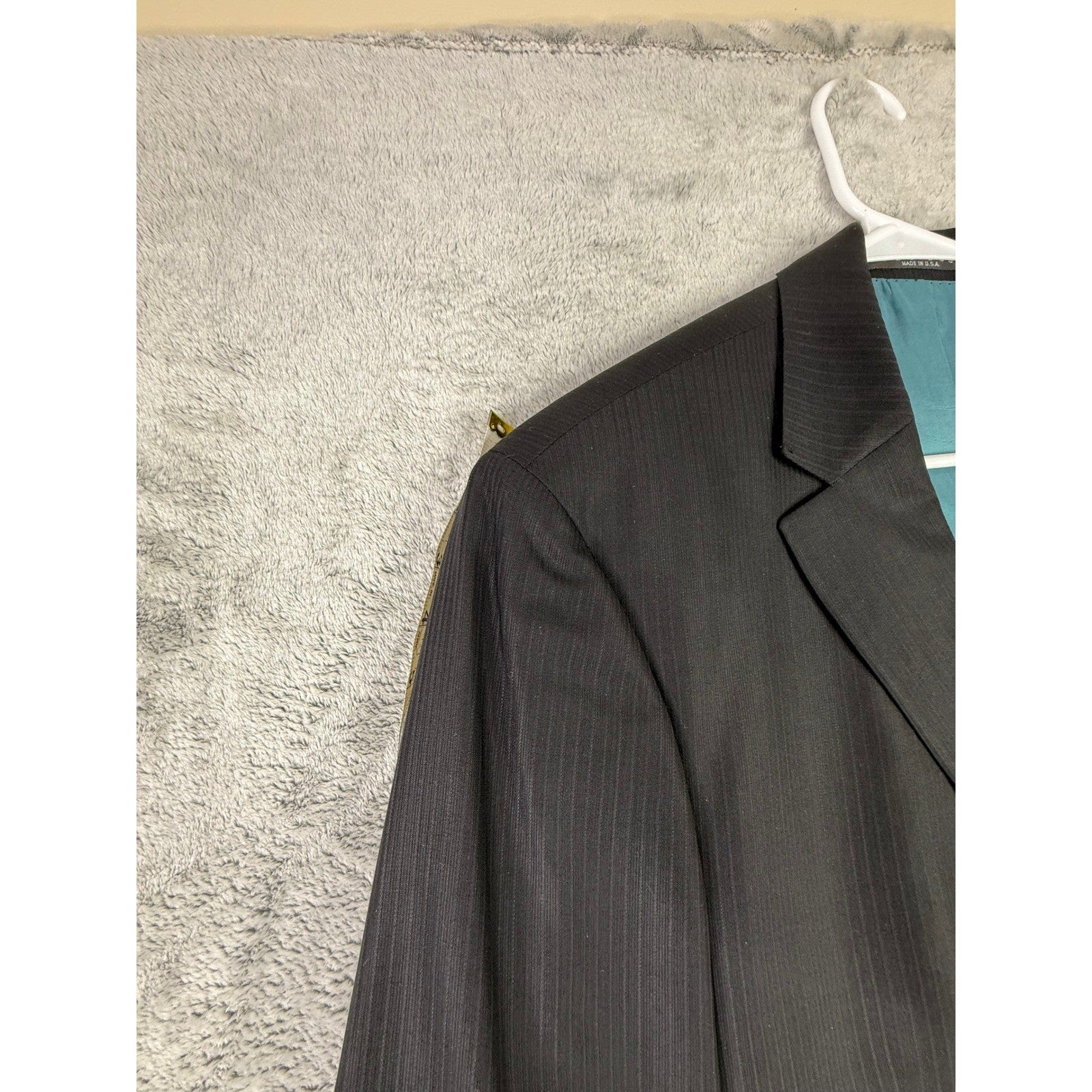 Vintage Hugo Boss Mens Pinstripe Blazer 3 Button Double Vent Charcoal Grey USA